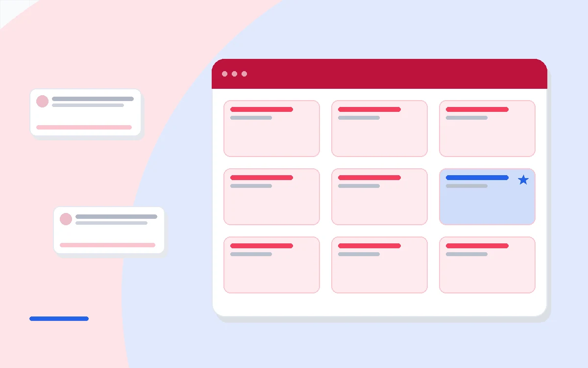Flat illustration of a payroll dashboard with paychecks and layered price tags, deep blue and amber palette
