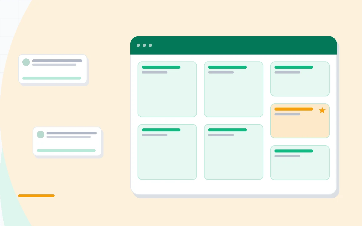 Flat illustration of Asana pricing tiers shown as three ascending steps from a free plan to starter and advanced, deep blue and amber palette