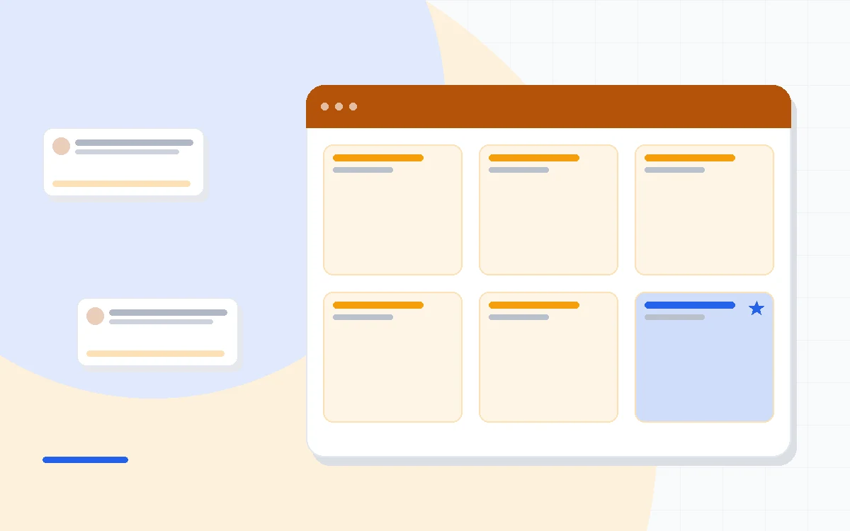 Flat illustration of two paths: a simple straight road toward a mailbox and a winding modern road toward funnels and webinars, deep blue and amber palette