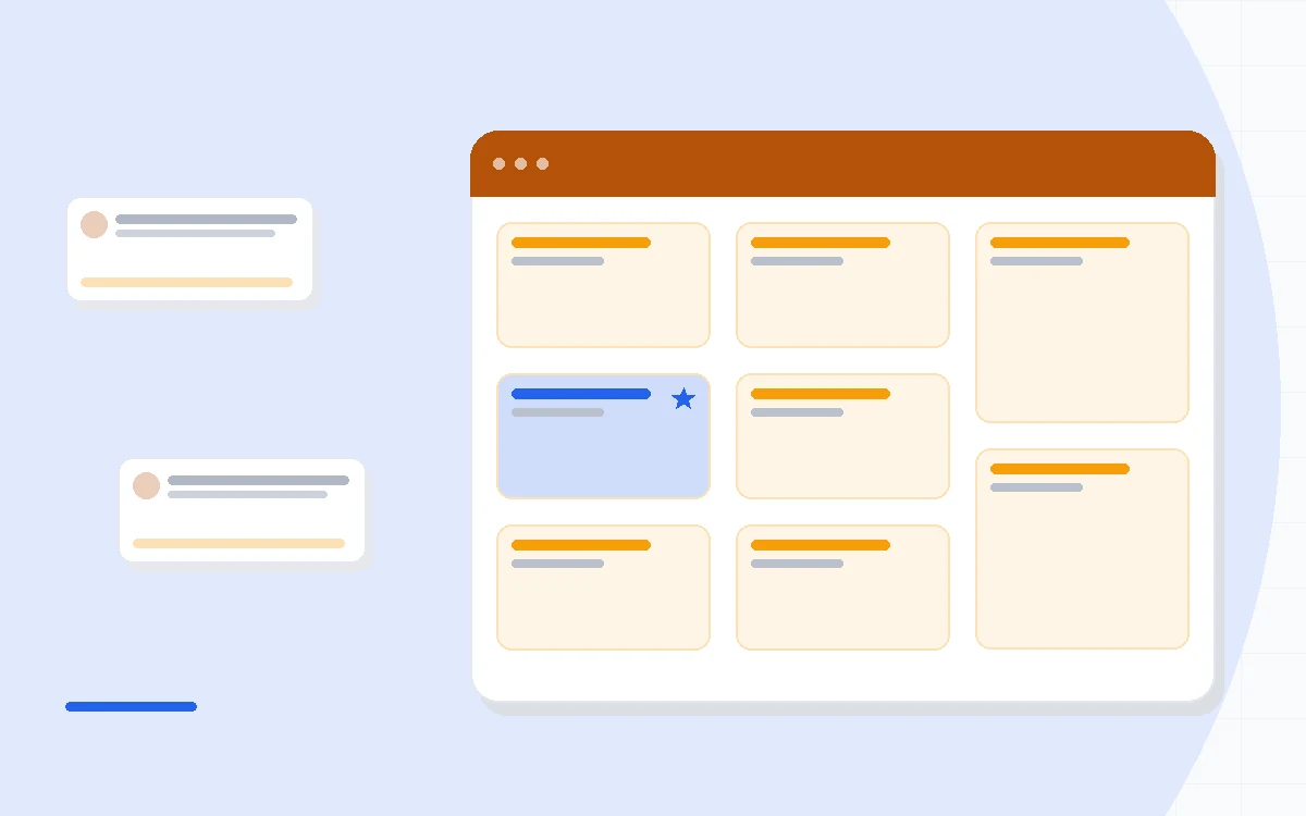 Flat illustration of two email envelopes on a balance with a rising price curve, deep blue and amber palette