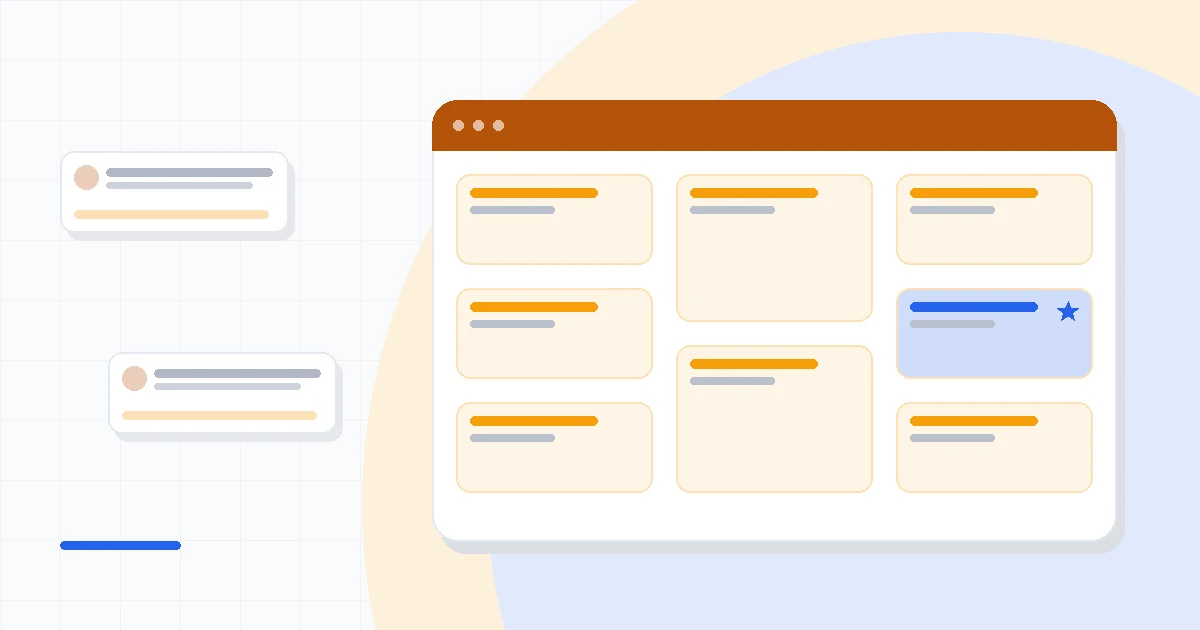 Flat illustration of an email newsletter preview beside rival platform cards and a rising send chart, deep blue and amber palette