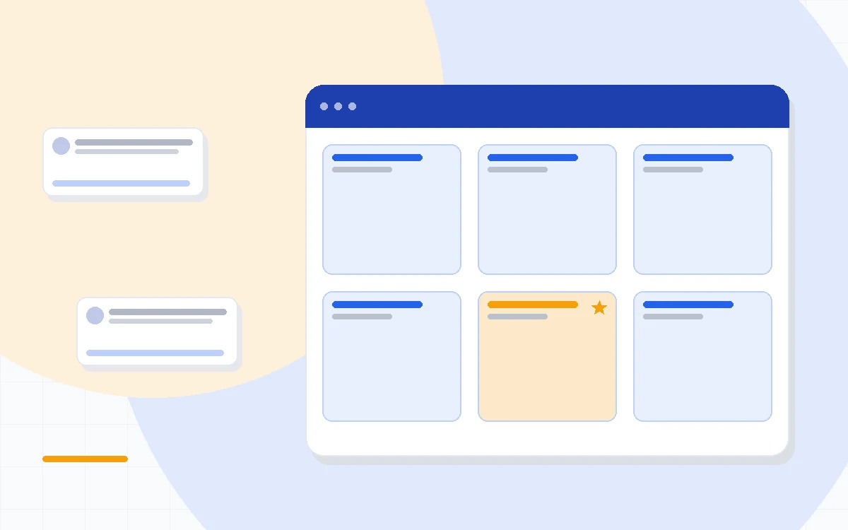 Flat illustration of a real estate transaction pipeline moving from new lead through listing and under contract to closed deal, deep blue and amber palette