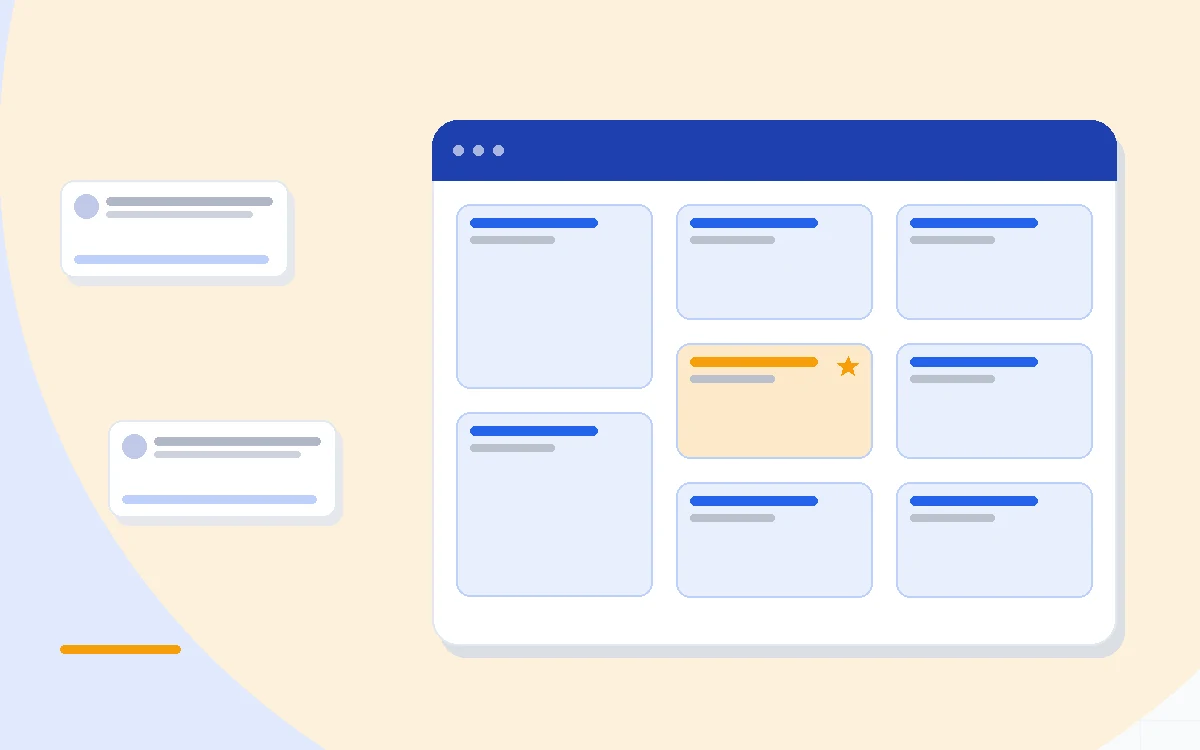 Flat illustration of a CRM testing process: contact import, pipeline build, and daily use checklist
