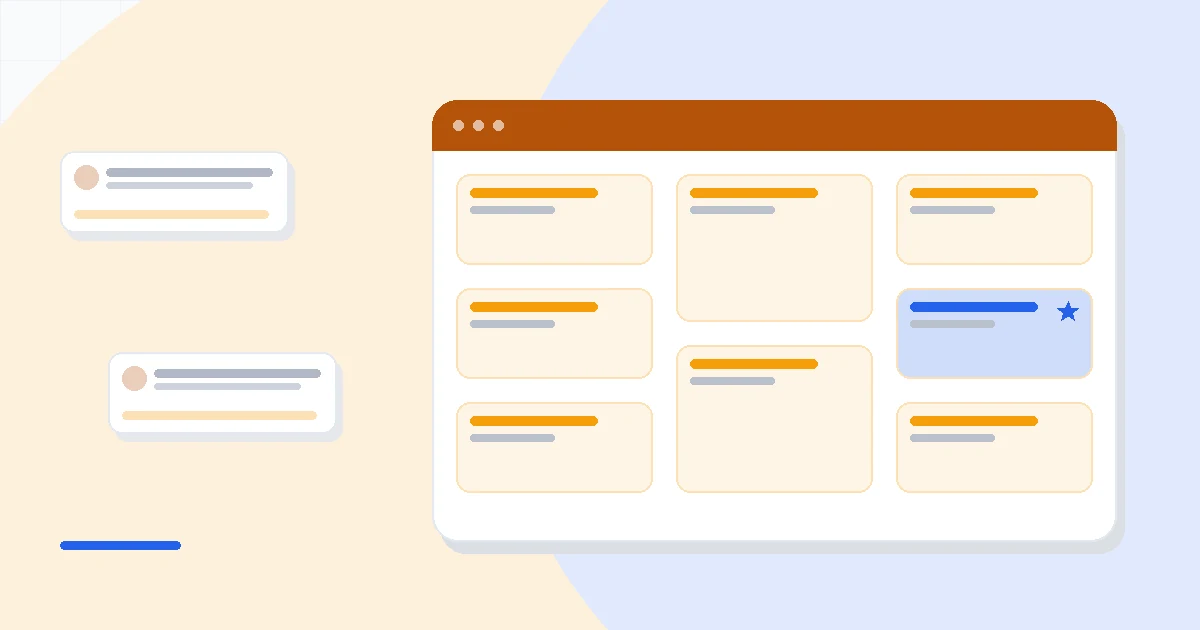 Flat illustration of email marketing tools ranked for small business, deep blue and amber palette