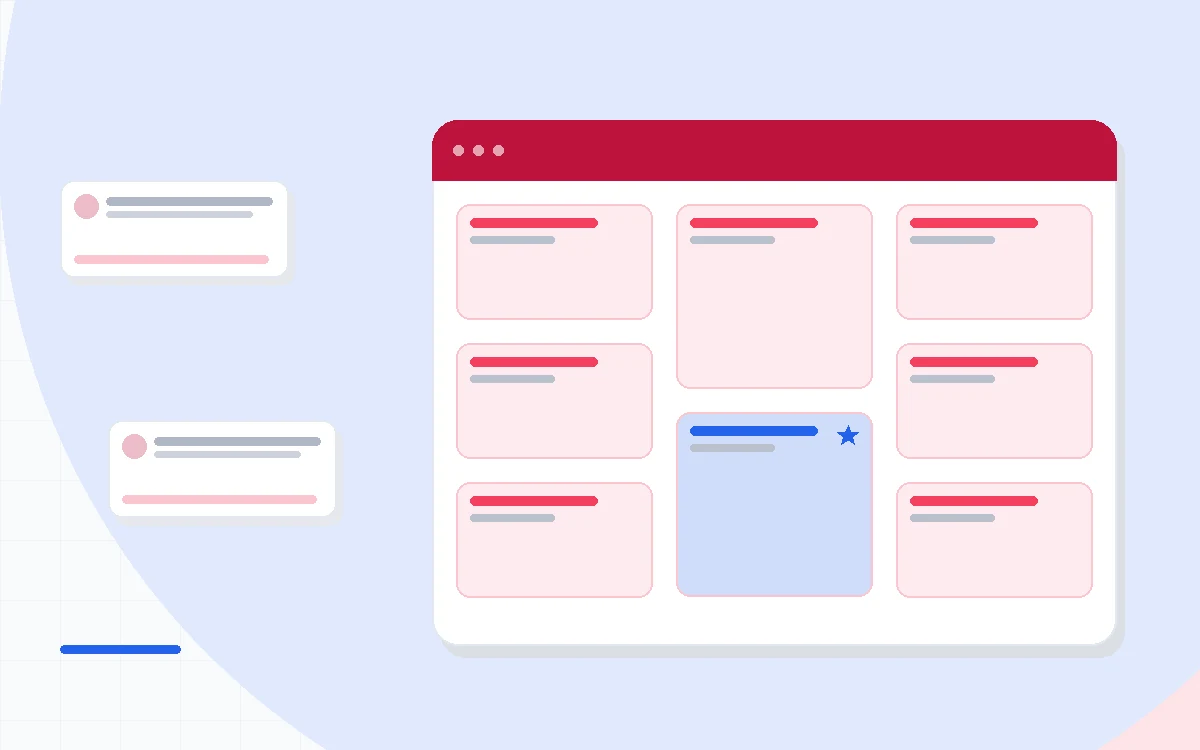 Flat illustration of an invoice flowing from time tracking through a professional template to online payment and a reminder, deep blue and amber palette