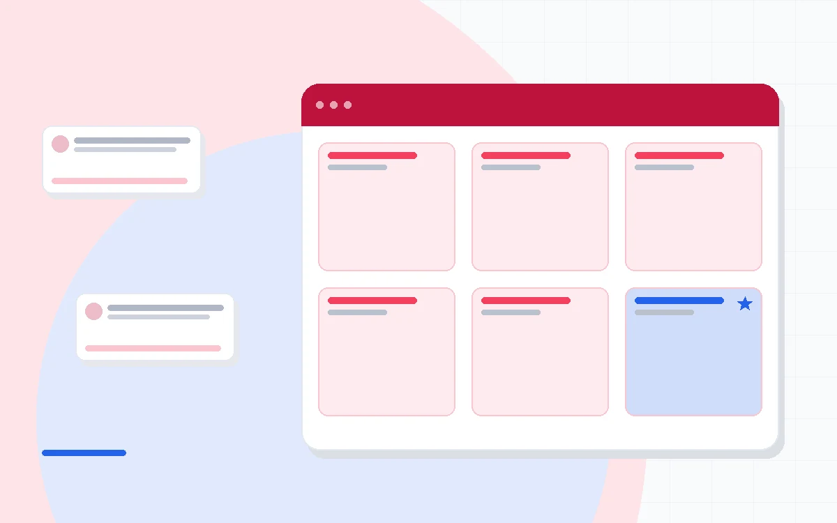 Flat illustration of an invoice turning into a PDF file inside a browser window, deep blue and amber palette
