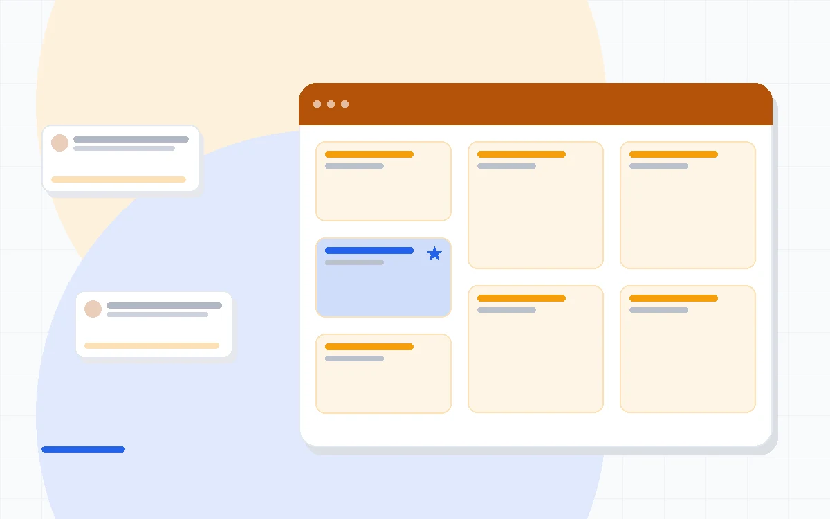 Flat illustration of a daily email send meter next to a growing contact list, showing volume-based pricing, deep blue and amber palette