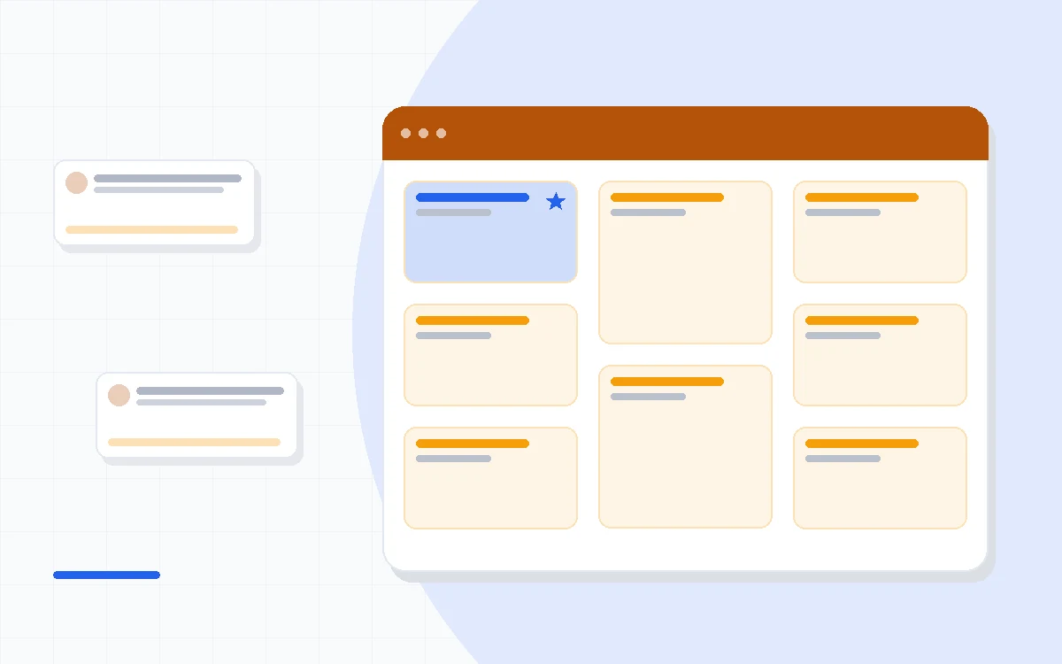 Flat illustration of two scales, one weighing envelopes and one weighing people icons, deep blue and amber palette