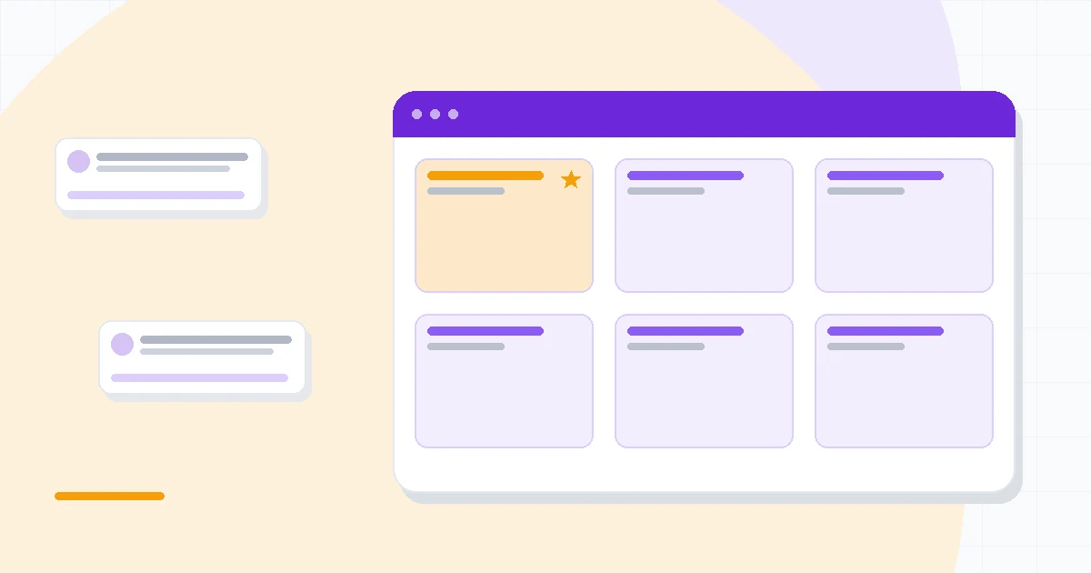 Flat illustration of a design canvas beside an AI prompt box and a credit meter, deep blue and amber palette