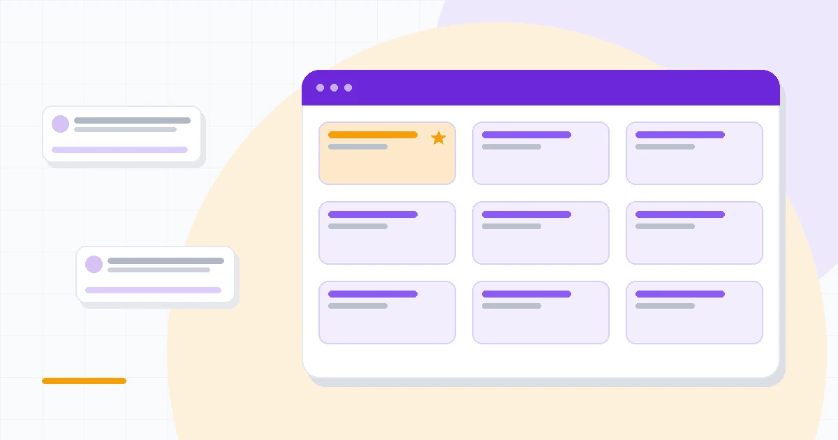 Flat illustration of two code editor windows with abstract assistants beside terminal and chat panels, deep blue and amber palette