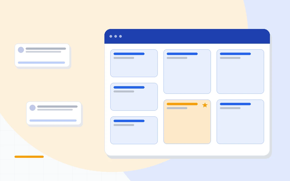 Flat illustration of a headset and phone beside a pipeline board with deal cards, deep blue and amber palette