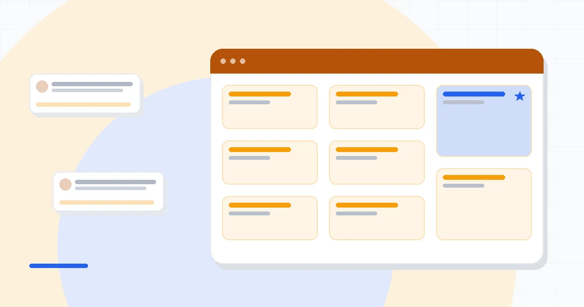 Flat illustration of two email platforms facing off, one a simple newsletter and one a designed campaign, deep blue and amber palette