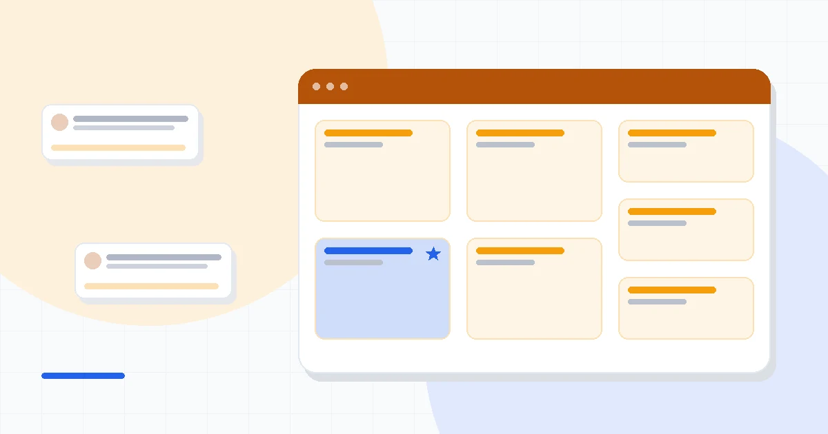 Flat illustration of two email platforms with envelope stacks and price tags, deep blue and amber palette