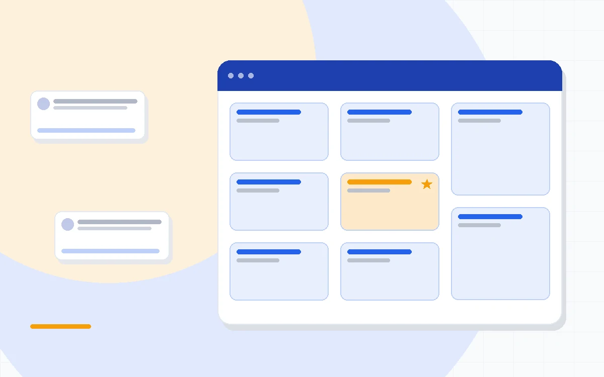 Flat illustration comparing free CRM plans with user caps, record limits and upgrade arrows, deep blue and amber palette
