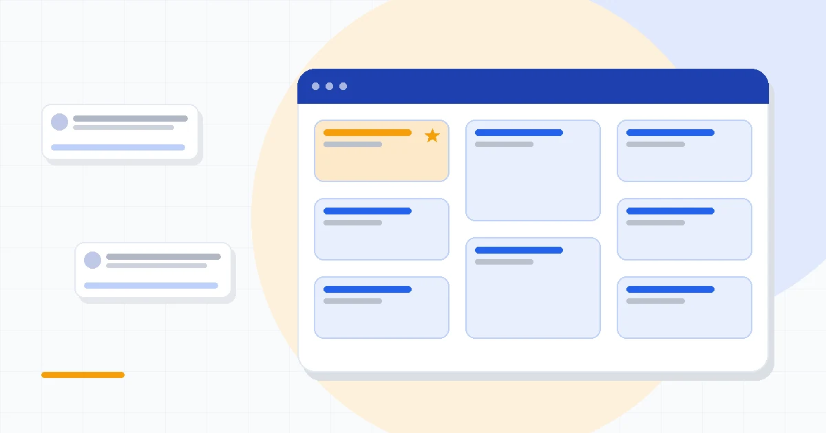 Flat illustration of two sales pipeline boards with a coin stack between them, deep blue and amber palette