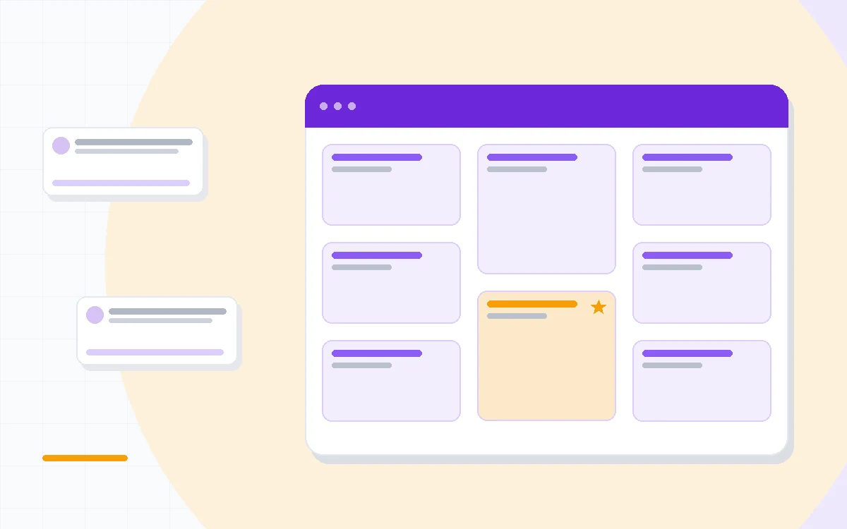Flat illustration of a presentation slide icon beside an AI prompt bar and a credit-meter gauge, deep blue and amber palette