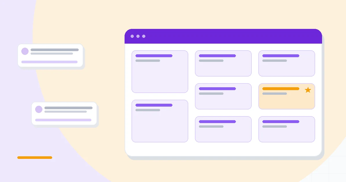 Flat illustration of a presentation slide icon beside an AI prompt bar and a credit-meter gauge, deep blue and amber palette