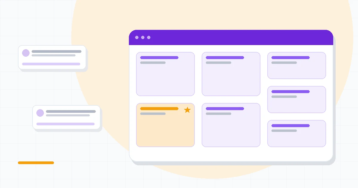 Flat illustration of two code editor windows side by side with AI assistants, deep blue and amber palette