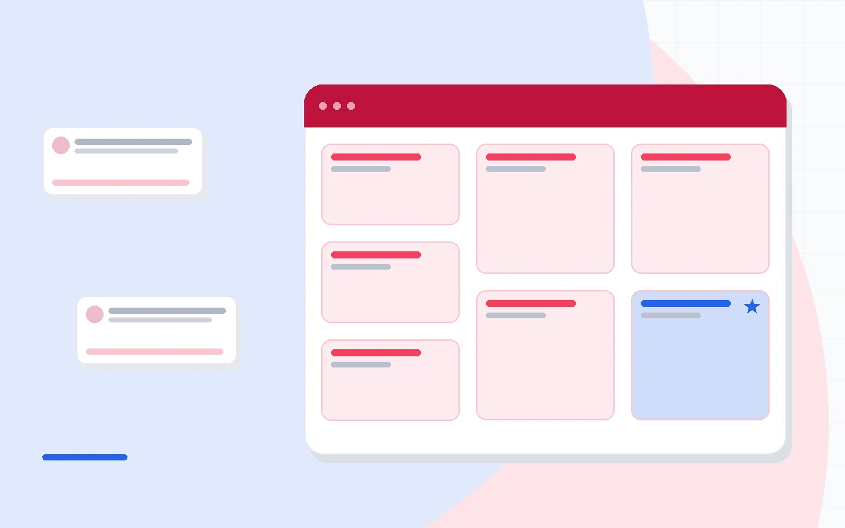Flat illustration of two payroll dashboards side by side with a calculator and a team icon, deep blue and amber palette