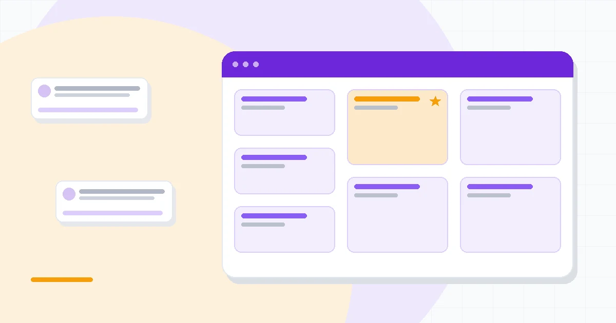 Flat illustration of a chat bubble resolving a support ticket with a counter, deep blue and amber palette