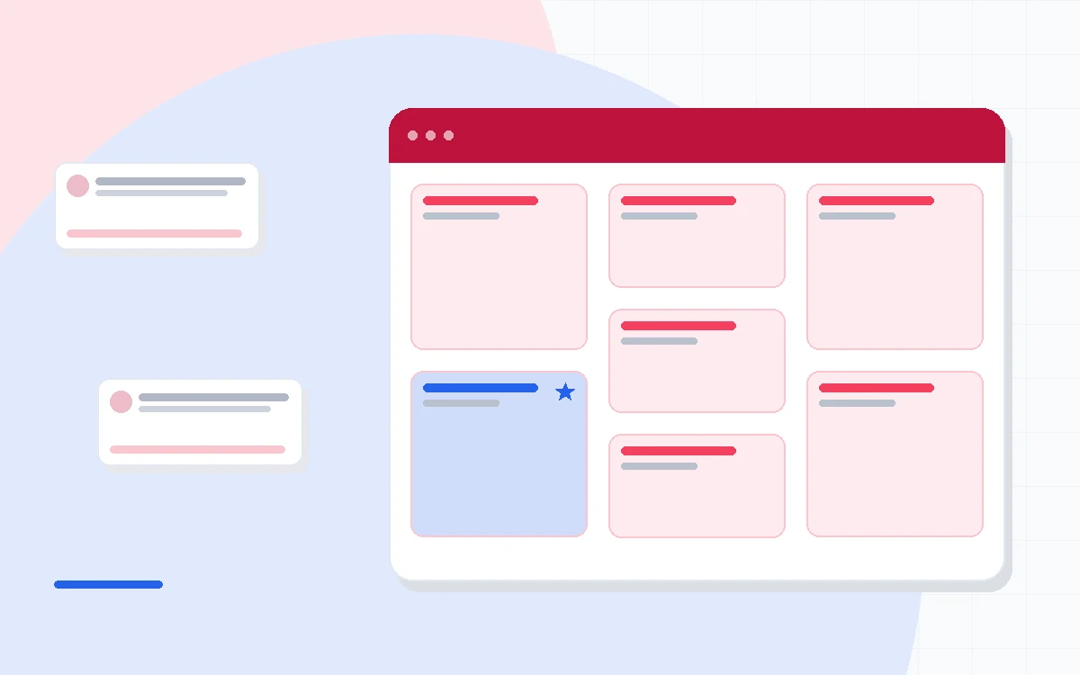 Flat illustration of an invoice document beside a self-hosted server icon and a client list panel, deep blue and amber palette