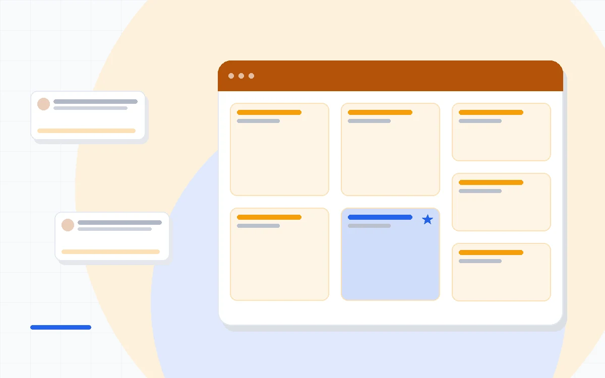 Flat illustration of an email envelope icon beside a sales funnel diagram and a membership-lock icon, deep blue and amber palette