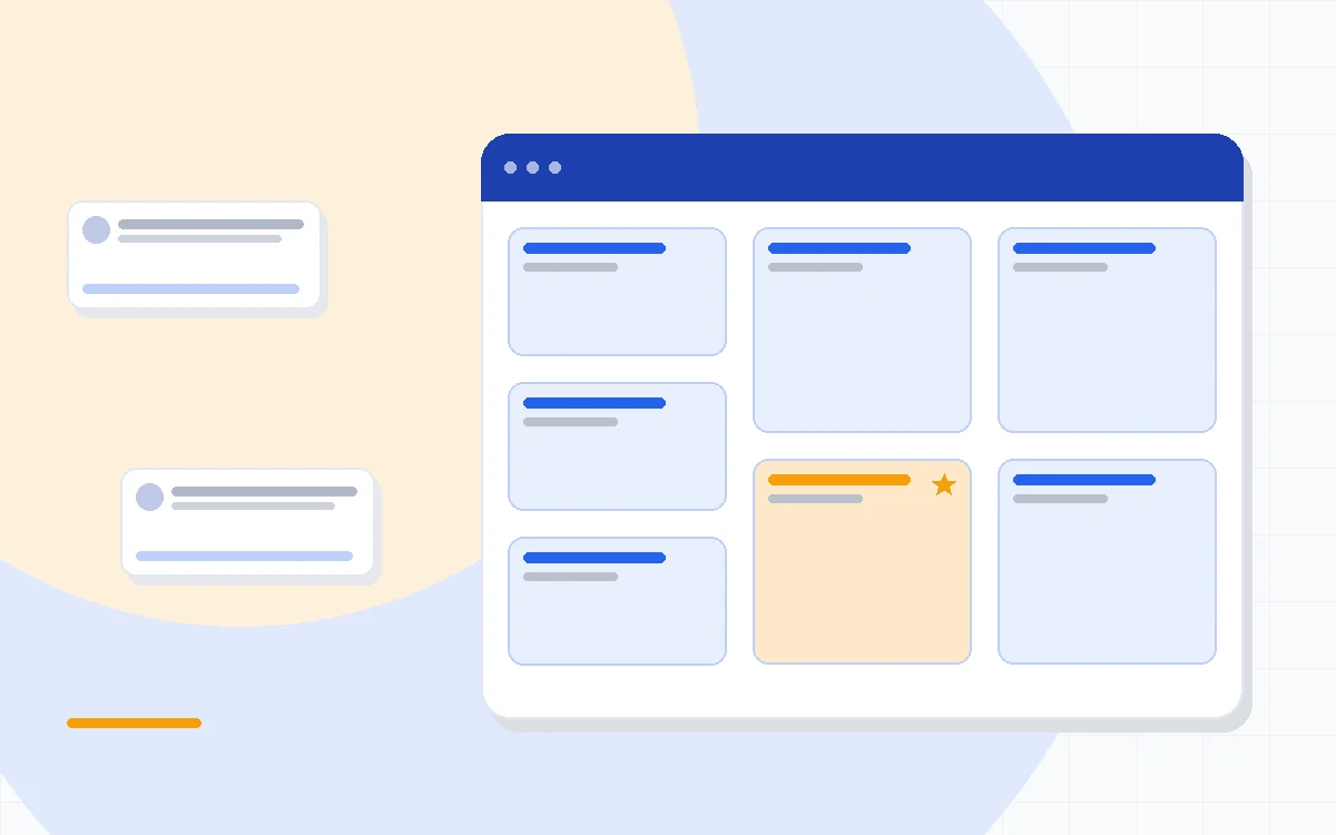 Flat illustration of two rising price staircases beside a CRM contact card, deep blue and amber palette