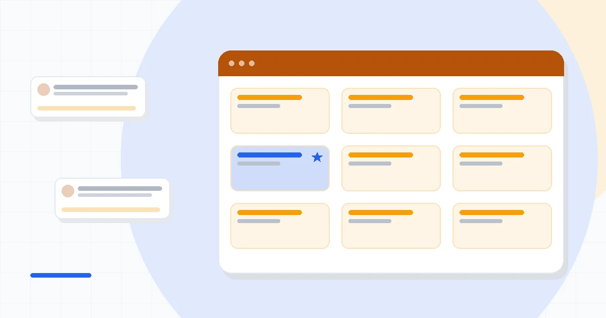 Flat illustration of two newsletter platforms side by side, deep blue and amber palette