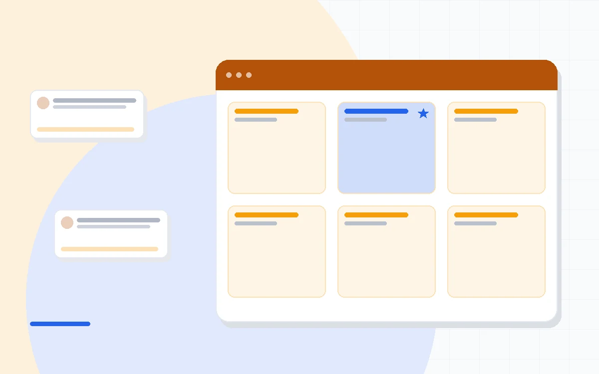 Flat illustration of two email platforms side by side feeding contacts into a funnel, deep blue and amber palette