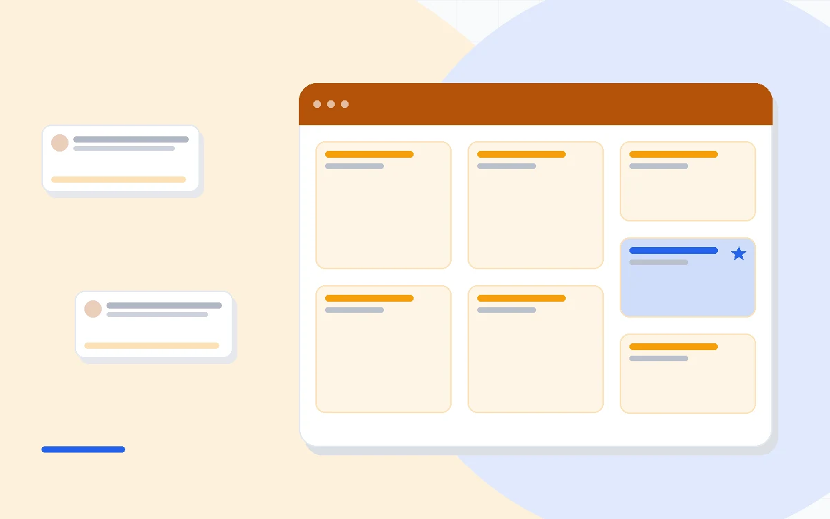 Flat illustration of two email newsletters on a scale with coins, deep blue and amber palette