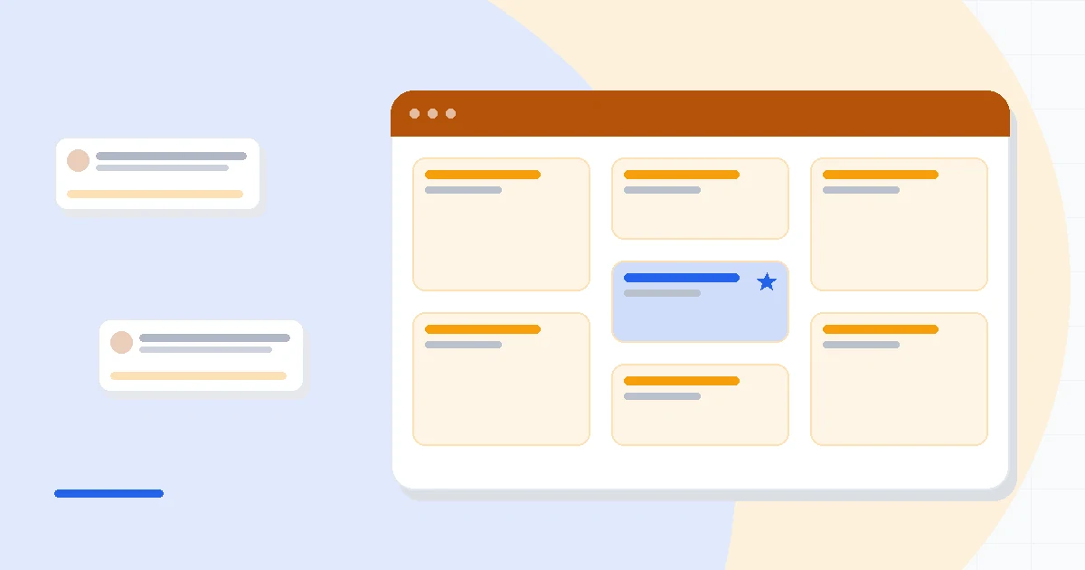 Flat illustration of two email newsletters balanced on a scale with coins, deep blue and amber palette