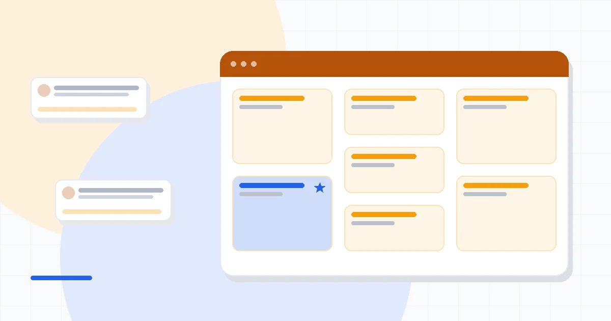 Flat illustration of two email envelopes on balance scales beside an automation flowchart, deep blue and amber palette