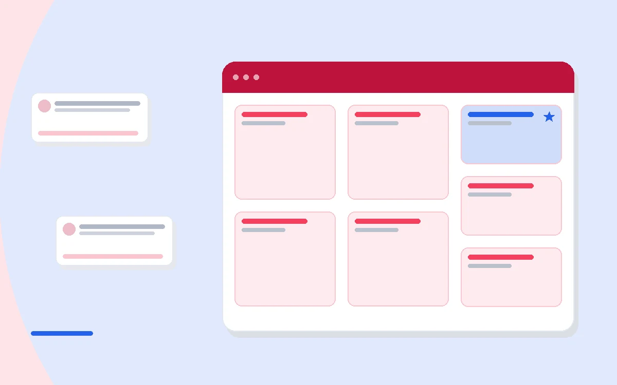 Flat illustration of a large ERP control dashboard connecting finance, warehouse inventory, order and ecommerce modules into one central database, deep blue and amber palette