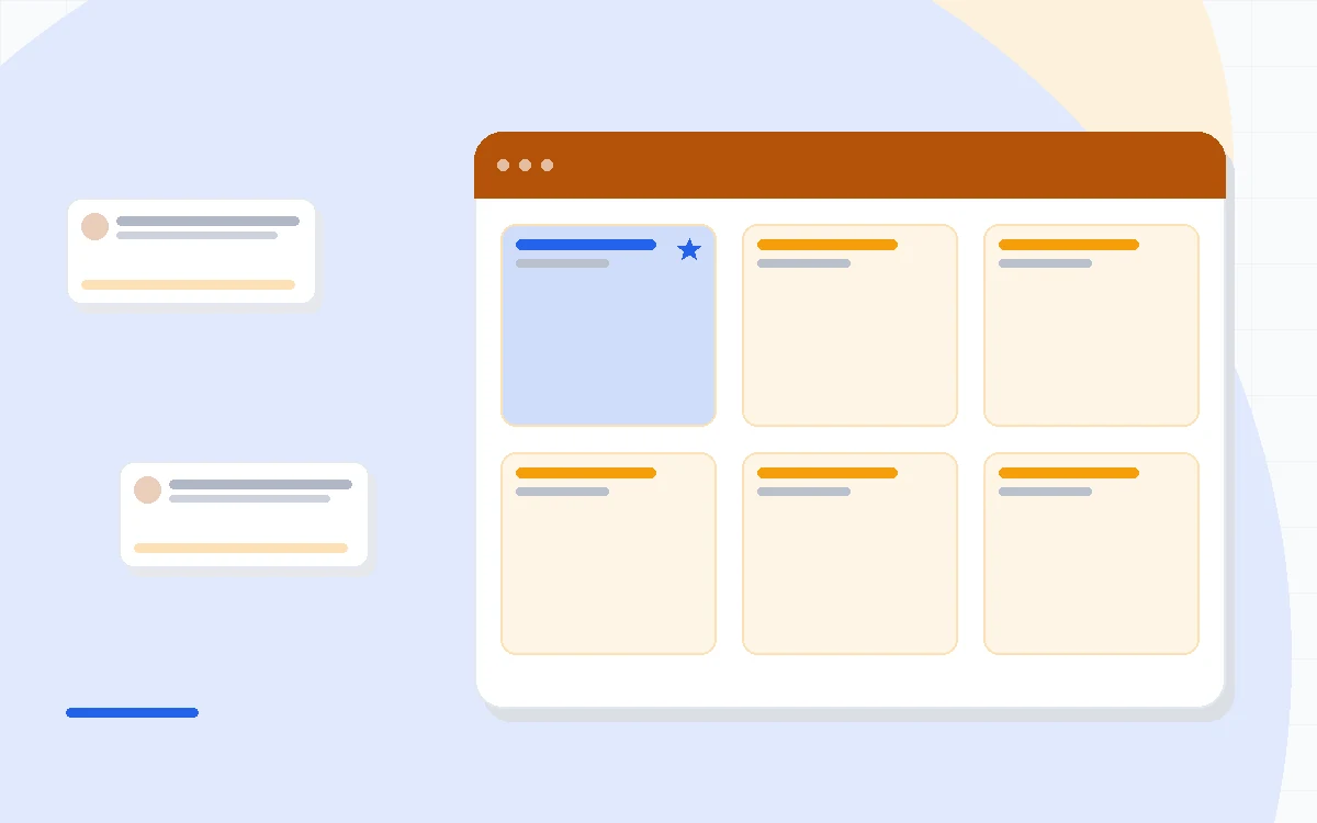 Flat illustration of an online store connected to prebuilt email automation flows including abandoned cart and welcome series, deep blue and amber palette