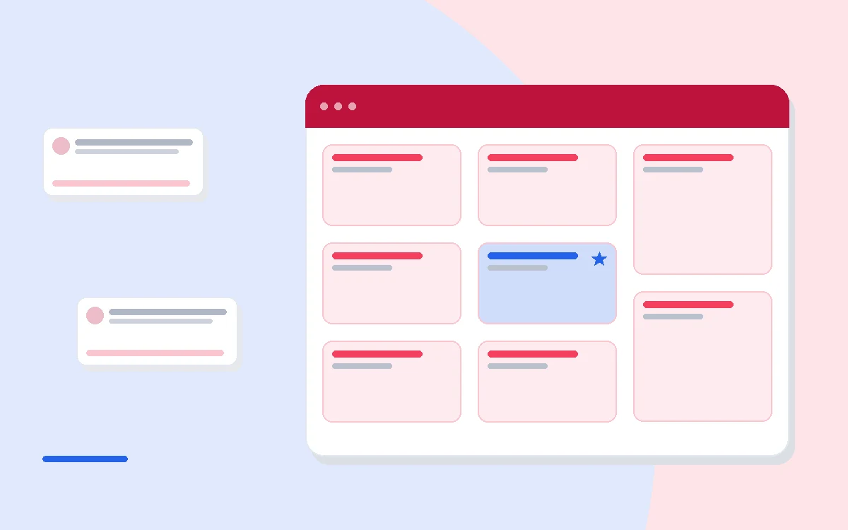 Flat illustration of an invoice ledger beside a payroll run screen and a tax filing document, deep blue and amber palette