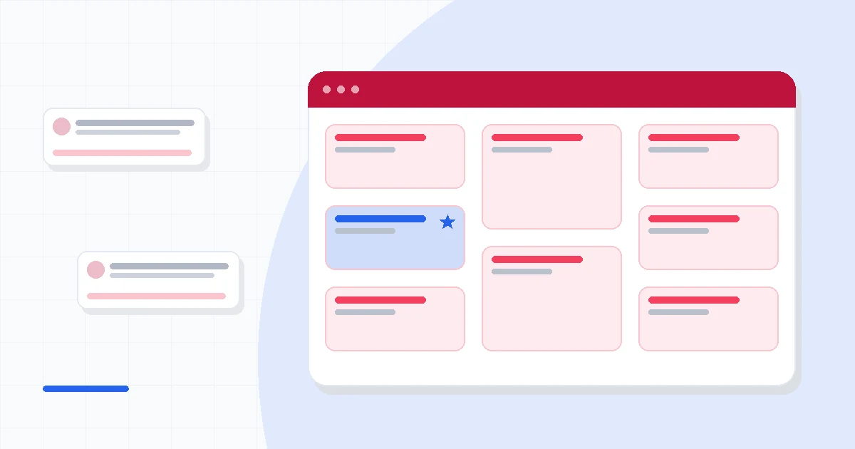 Flat illustration of a corporate card beside spend control dashboard cards and an accounting ledger, deep blue and amber palette