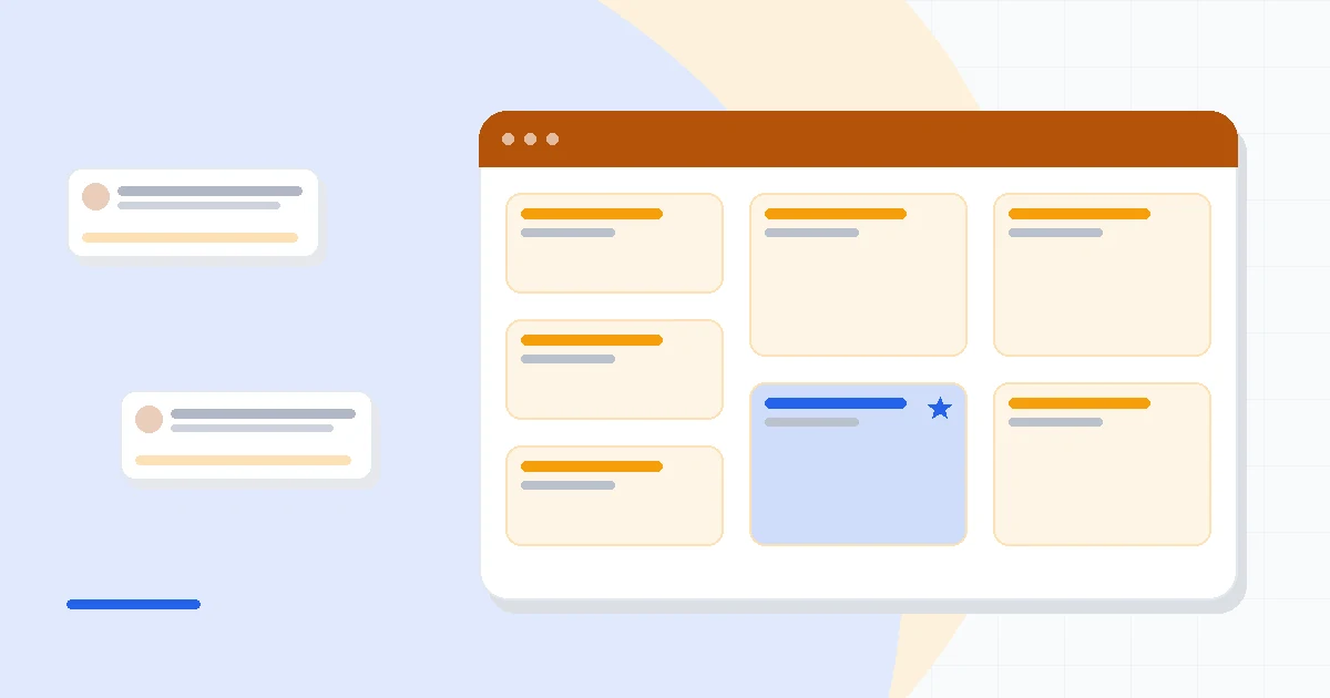 Flat illustration of an email inbox icon beside a free-tier badge and a subscriber list graph, deep blue and amber palette
