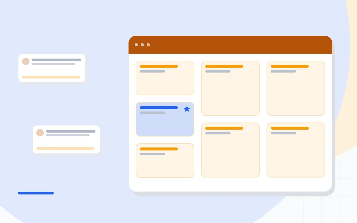 Flat illustration of two envelope pipelines feeding a server with a price tag scale between them, deep blue and amber palette