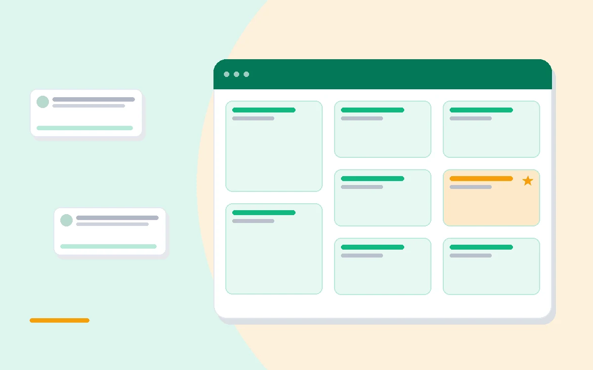 Flat illustration of a daily planner calendar page beside icons for task apps flowing into one list, deep blue and amber palette