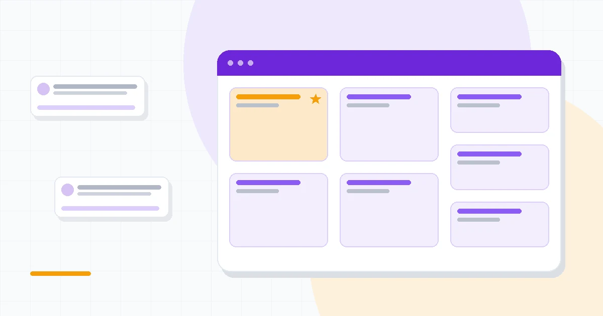 Flat illustration of an AI avatar presenter beside a script editor panel and a video timeline, deep blue and amber palette
