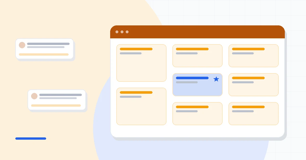 Flat illustration of a sales funnel icon beside an email inbox and a course-platform badge, deep blue and amber palette