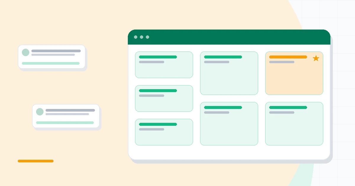 Flat illustration of two task lists, one minimal and one with a calendar and timer, deep blue and amber palette