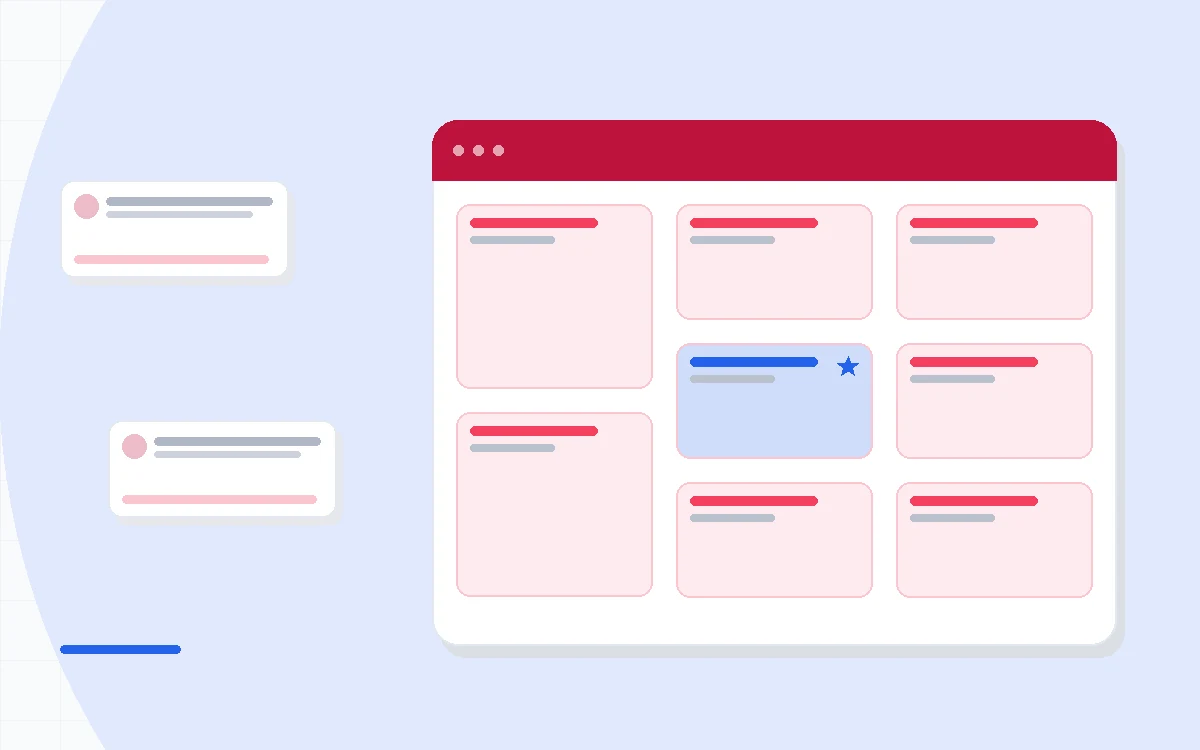 Illustration of two accounting dashboards side by side with a balance scale between them